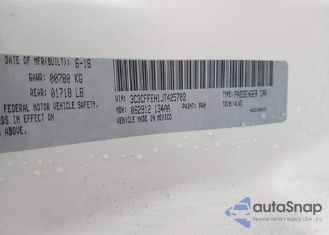 2018 Fiat 500C Lounge из США, поврежденный, VIN 3C3CFFEH1JT425703